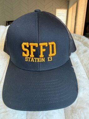 SF Fire Department "SFFD Station 13" Embroidered Trucker Hat - Dark Blue & Gold